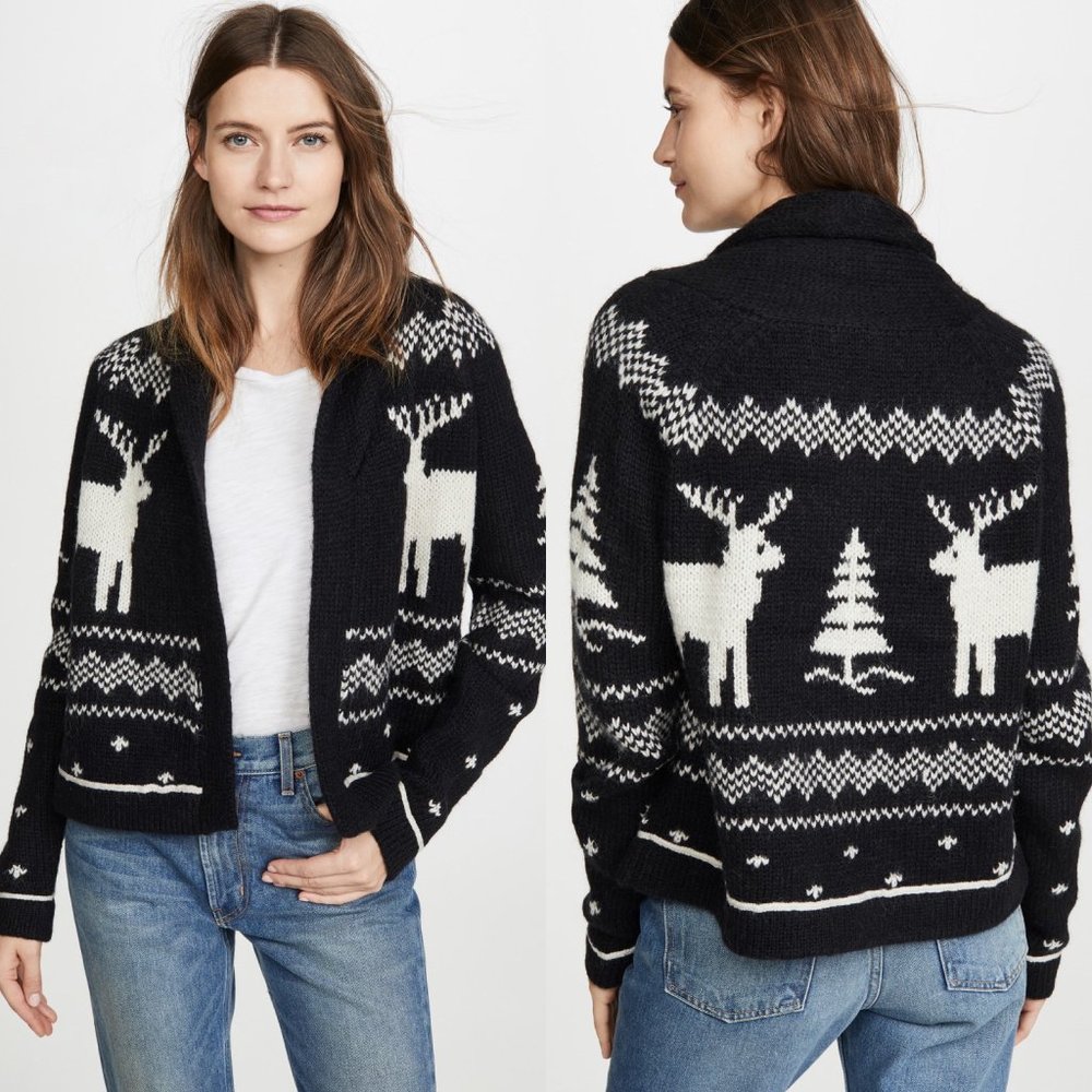 NEW $395 THE GREAT Reindeer Lodge Cardigan Sweater - Picture 3 of 13